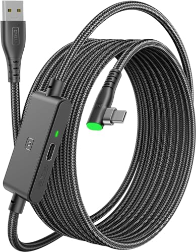 INIU Link Kabel mit Ladeanschluss [5m=5m][/5m], Kompatibel mit Oculus Meta Quest 3/Quest 2/1/Quest Pro und Pico 4/PC Steam VR Zubehör, High Speed 2.5Gbs USB C Datenkabel PC zu PC für VR Headset Accessories.